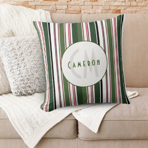 Classic Vintage Stripes Modern Green White Custom Cushion