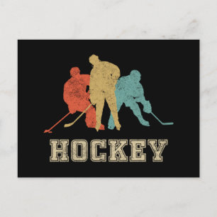 Classic Vintage Style Ice Hockey Invitation Postcard