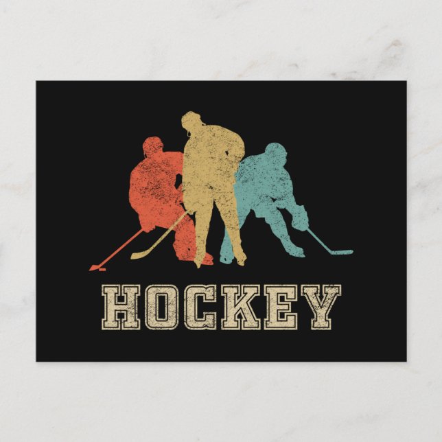 Classic Vintage Style Ice Hockey Invitation Postcard (Front)