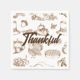 Classic Vintage Thanksgiving Minimalist Rustic Napkin