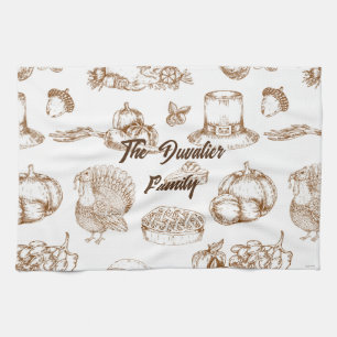 Classic Vintage Thanksgiving Minimalist Rustic  Tea Towel