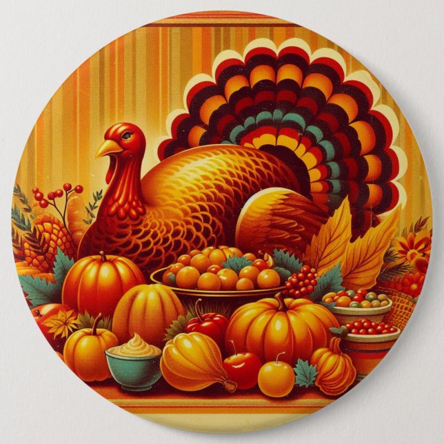 classic/vintage Thanksgiving Turkey 6 Cm Round Badge (Front)