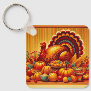 classic/vintage Thanksgiving Turkey Key Ring