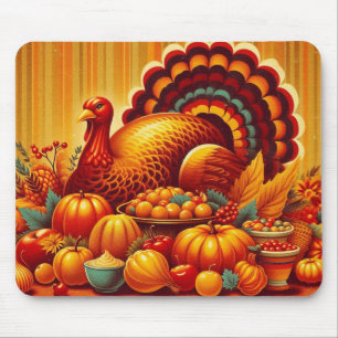 classic/vintage Thanksgiving Turkey Mouse Mat