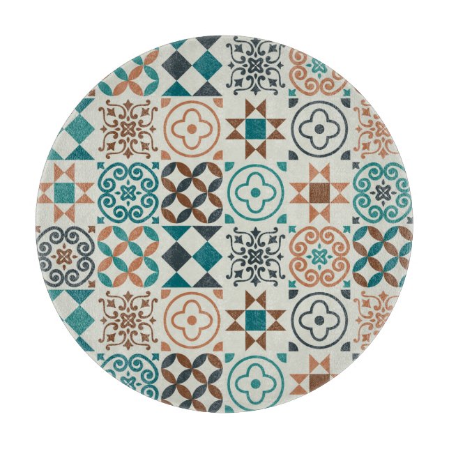 Classic Vintage Tile Pattern Cutting Board (Front)