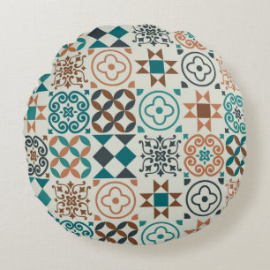 Classic Vintage Tile Pattern Round Cushion
