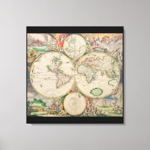 Classic Vintage Travel World Map Canvas Print