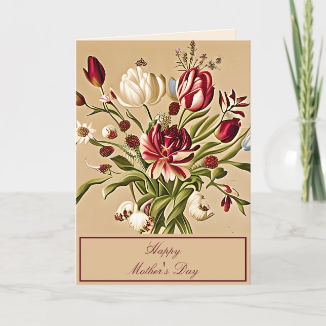 Classic vintage tulips custom Mother's Day Holiday Card (Front)