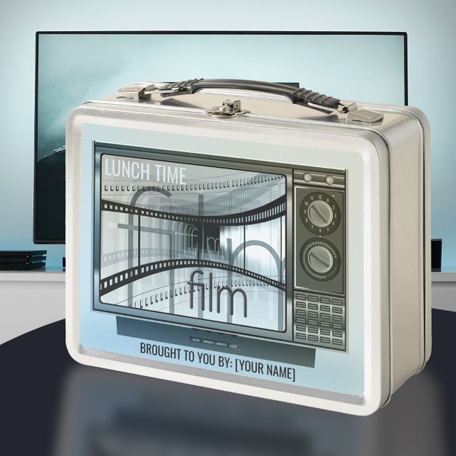 Classic Vintage TV Modern Movie Lunch Box (Retro style lunch box featuring a vintage tv design with modern movie graphics.)
