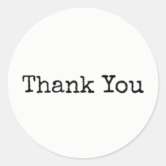 Classic Vintage Typewritten Thank You Classic Round Sticker