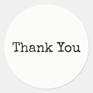Classic Vintage Typewritten Thank You Round Sticker