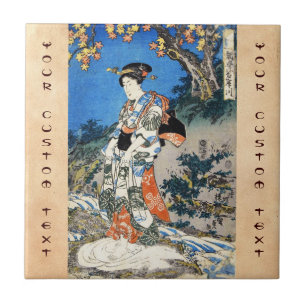 Classic vintage ukiyo-e geisha lady woman Utagawa Tile