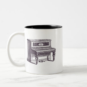 Classic Vintage Upright Piano Mechanical Two-Tone Coffee Mug