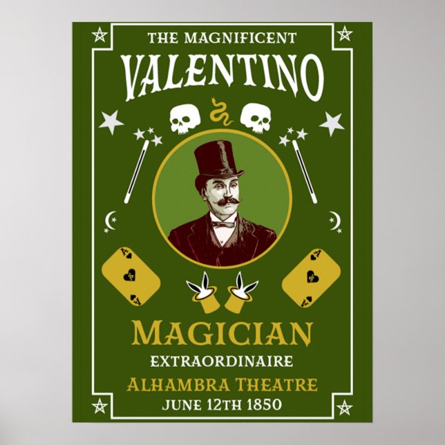 Classic vintage victorian magic Illusionist   Poster (Front)