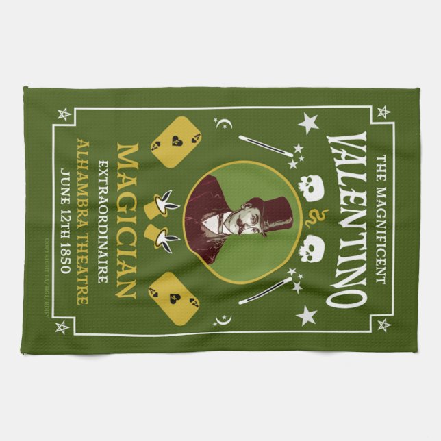 Classic vintage victorian magic Illusionist   Tea Towel (Horizontal)