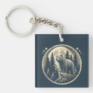 Classic/vintage wilderness bear key ring