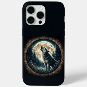 Classic, vintage wolf & moon  iPhone 15 pro max case
