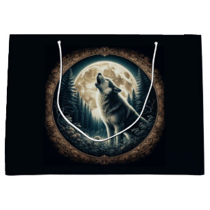 Classic, vintage wolf & moon  large gift bag