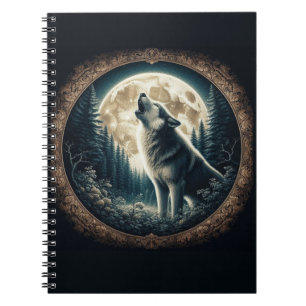 Classic, vintage wolf & moon notebook