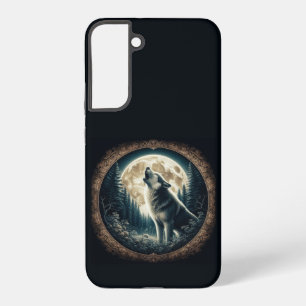 Classic, vintage wolf & moon  samsung galaxy case