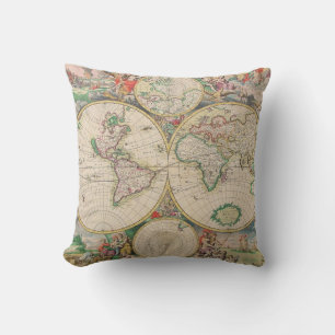 Classic Vintage World Travel Map Cushion