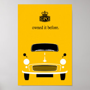Classic vintage yellow Morris Minor car Poster