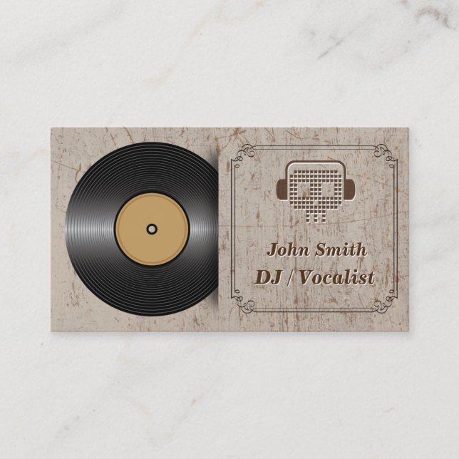 Classic Vinyl DJ Music Business Card (Front)