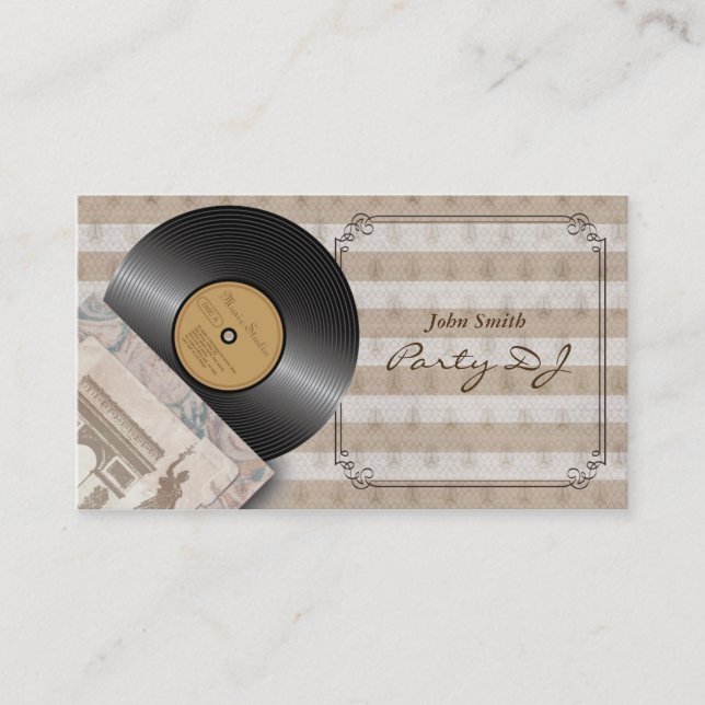 Classic Vinyl Record Club DJ  Music Business Cards (Front)