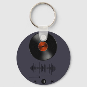 Classic Vinyl Record Soundwave Minimalist Keychain