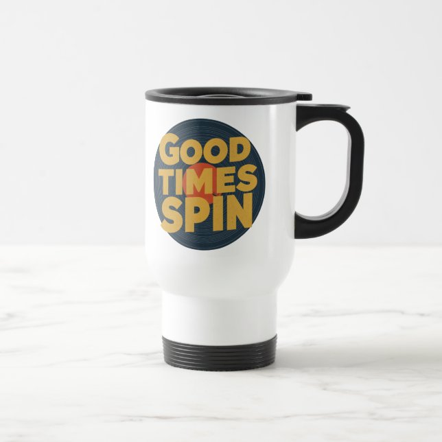 Classic Vinyl Vibes | Retro Music Lover Design Travel Mug (Right)