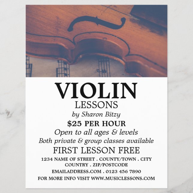 Classic Violin, Violin Lessons Advertising Flyer (Front)