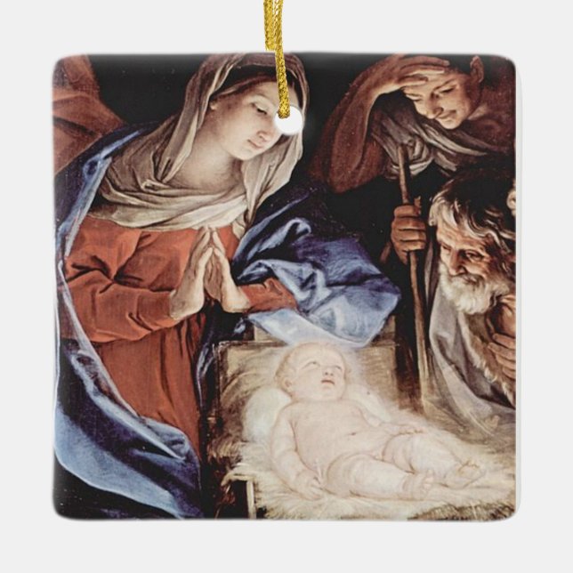 Classic Virgin Mary and Baby Jesus ornament. Ceramic Ornament (Front)