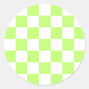 Classic visual lime chequerboard  round sticker
