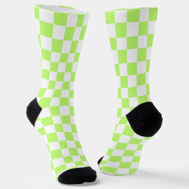 Classic visual lime chequerboard  socks (Angled)