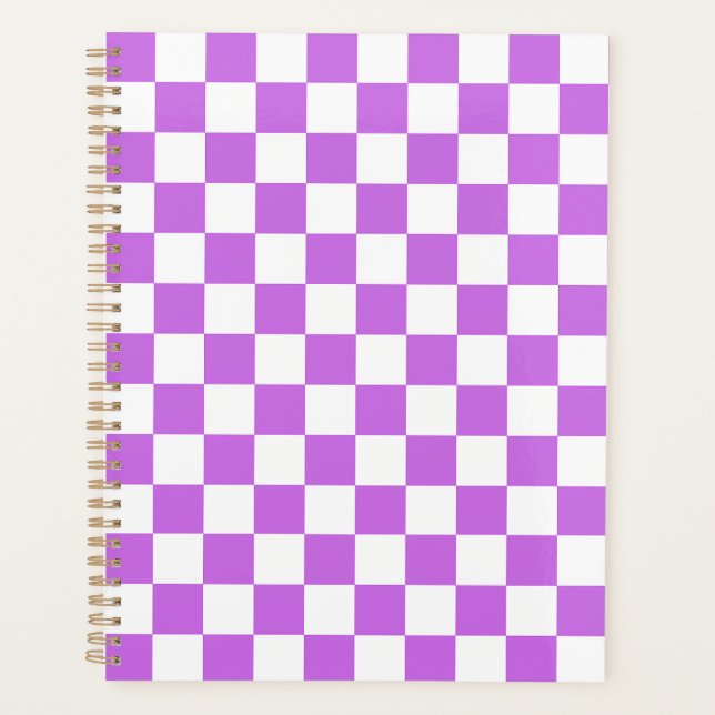 Classic visual magenta checkerboard  planner (Front)