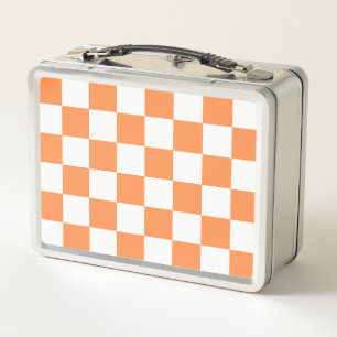 Classic visual orange chequerboard metal lunch box