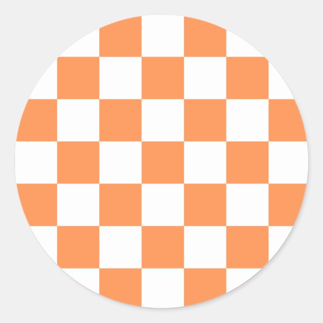 Classic visual orange chequerboard  round sticker (Front)