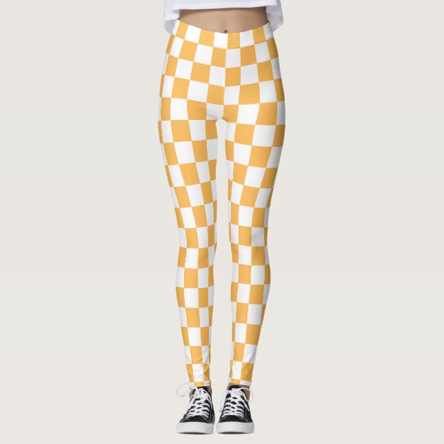 Classic visual peach checkerboard  leggings (Front)
