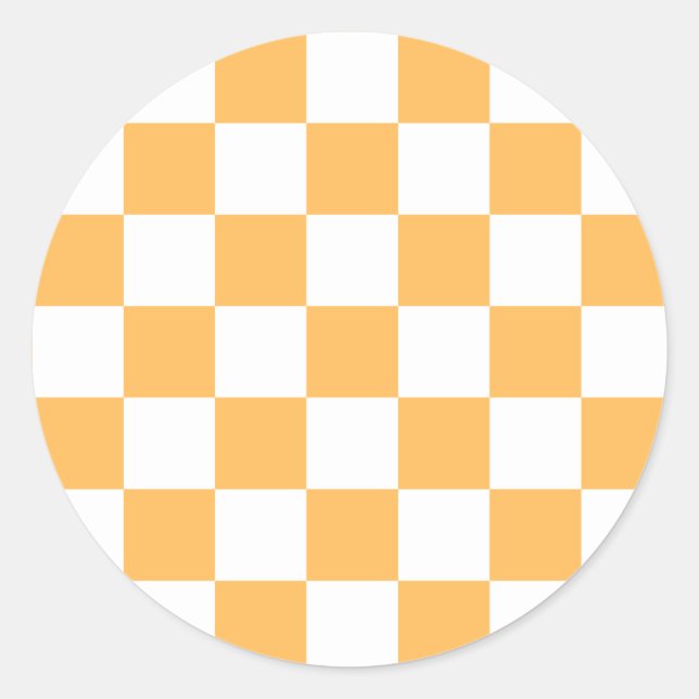 Classic visual peach checkerboard  round sticker (Front)
