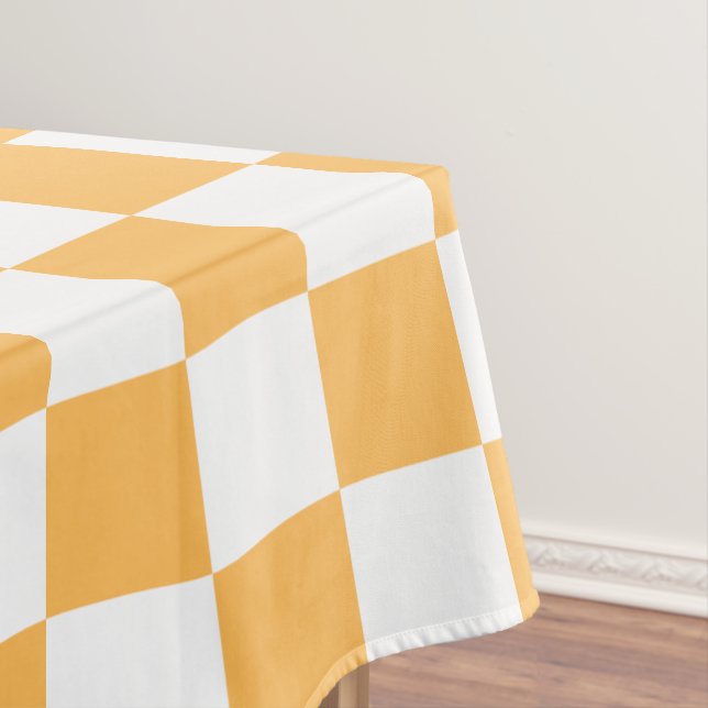 Classic visual peach chequerboard  tablecloth (In Situ)