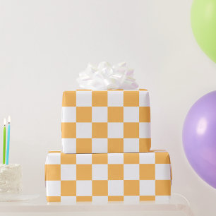 Classic visual peach chequerboard wrapping paper