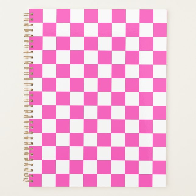 Classic visual pink checkerboard  planner (Front)
