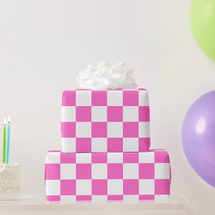 Classic visual pink chequerboard  wrapping paper