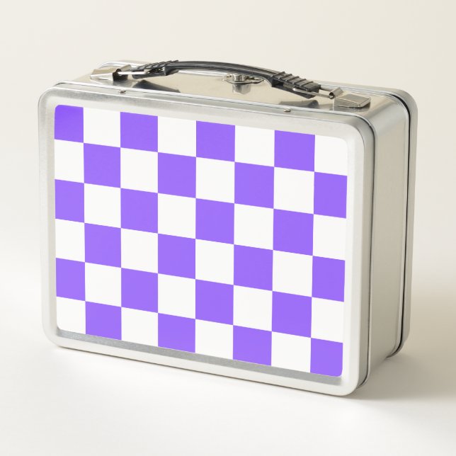 Classic visual purple checkerboard  metal lunch box (Back)