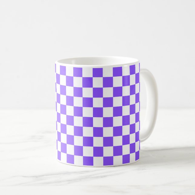 Classic visual purple chequerboard  coffee mug (Front Right)