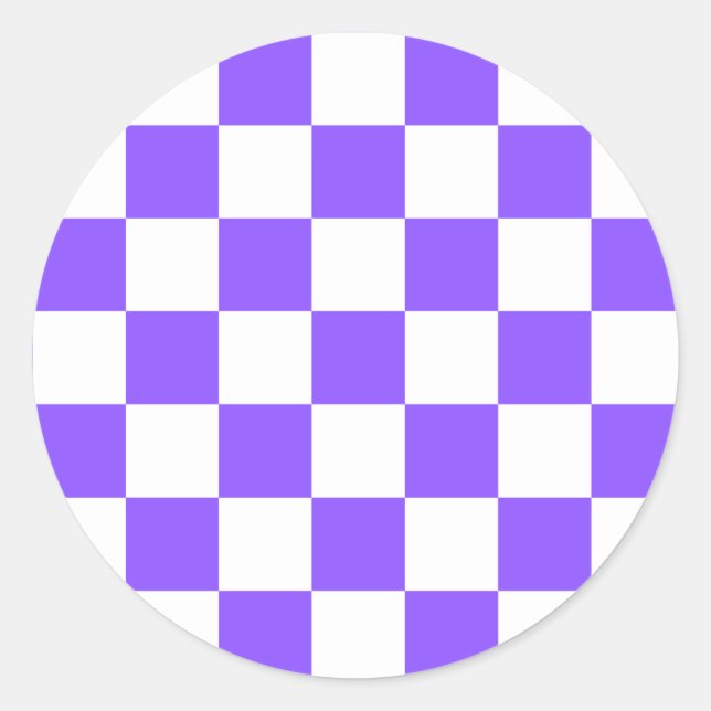 Classic visual purple chequerboard  round sticker (Front)