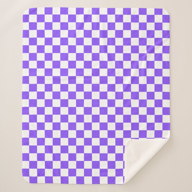 Classic visual purple chequerboard  sherpa blanket (Front)