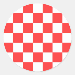 Classic visual red chequerboard  round sticker