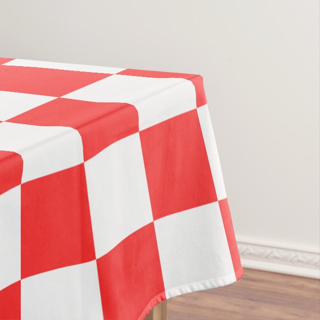 Classic visual red chequerboard  tablecloth (In Situ)