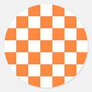 Classic visual salmon chequerboard round sticker